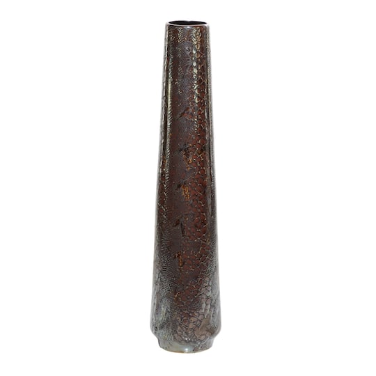 Silver Ceramic Contemporary Vase, 36" x 8" x 8"
